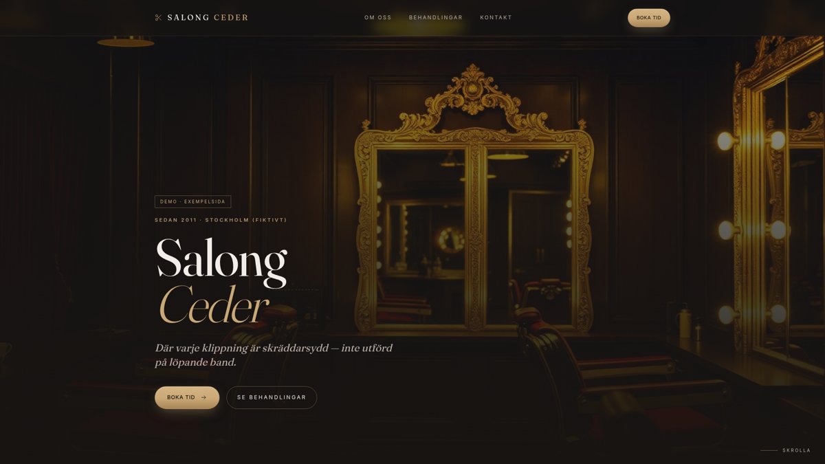 Salong Ceder – webbplats byggd av NordWebbStudio